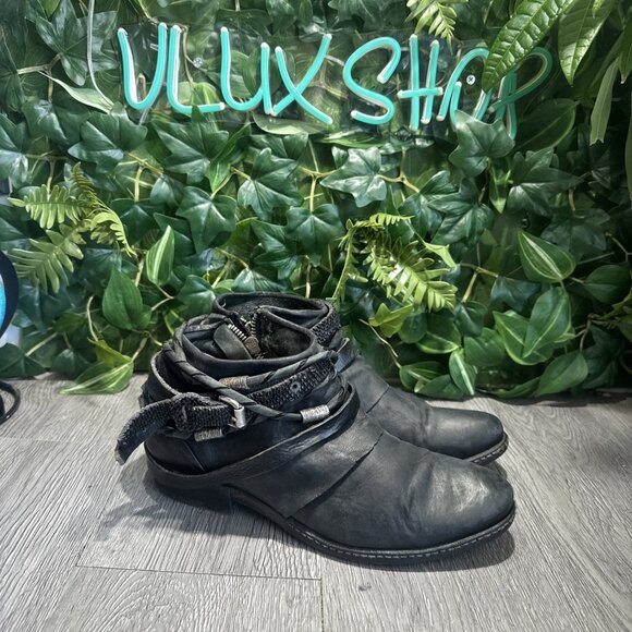 As 98 Airstep Italian Zipper Boho Biker black AnkleBoots EUR 40/US 9-9.5
